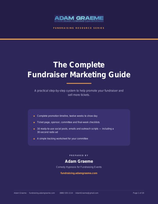Cover of Adam Graeme's Fundraiser Marketing Guide